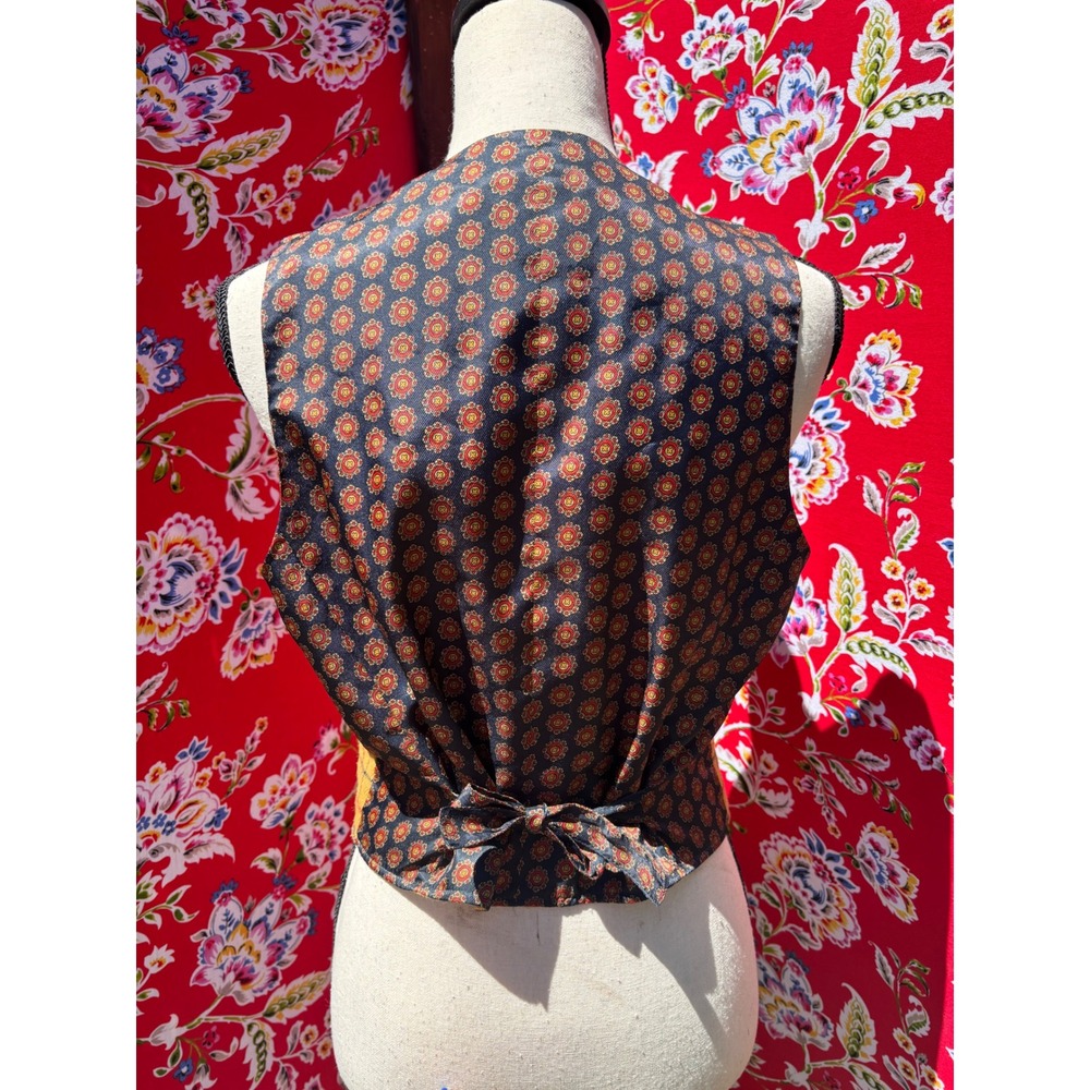 Vintage Gap Mustard Yellow Plaid Wool Blend Retro Equestrian Vest Women's Size M - Picture 2 of 16